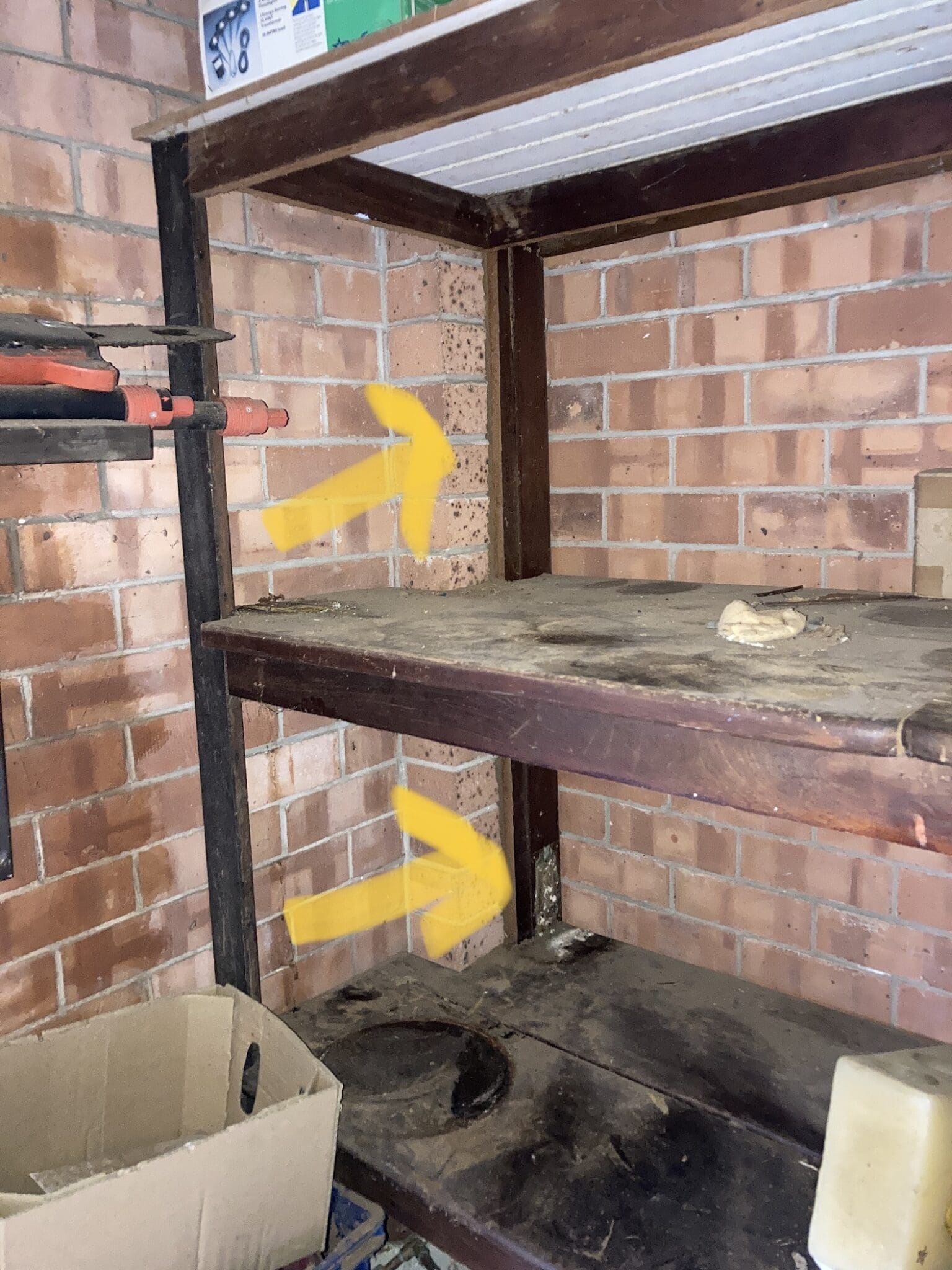 A Garage in The Oaks where termites were found during an inspection A Garage in The Oaks where termites were found during an inspection